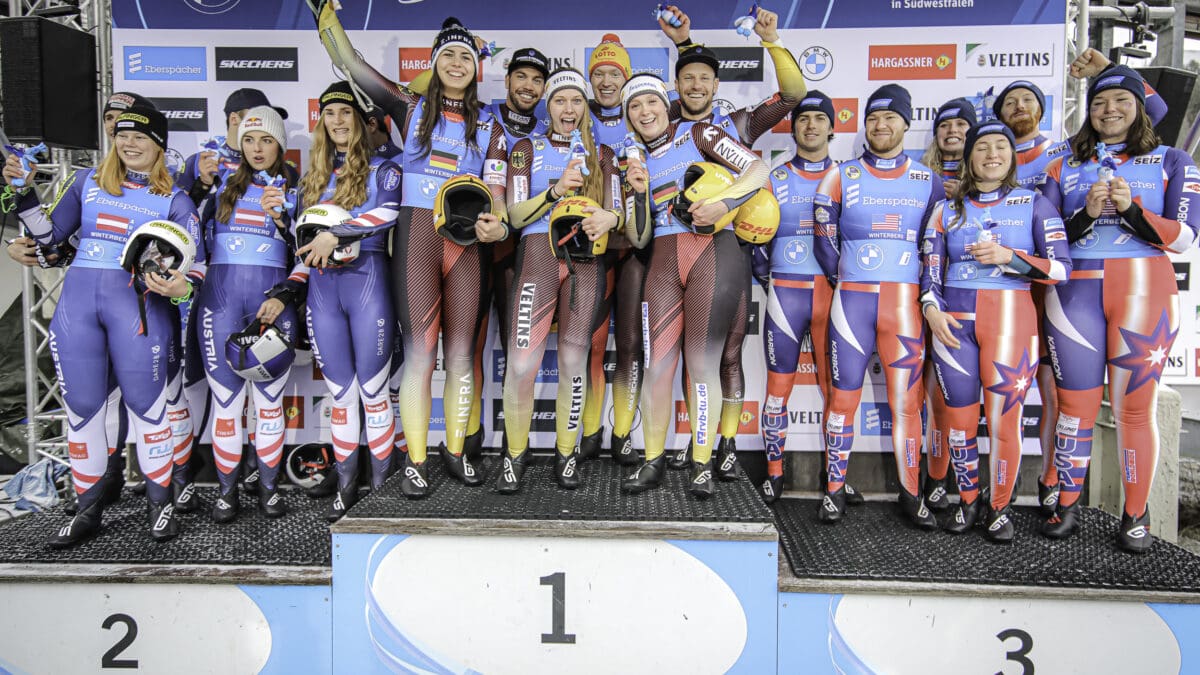 It's third place in the Team Relay for the USA Luge racers in Europe.