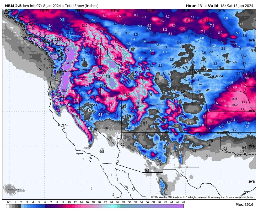 Powderchasers' end-of-week snow totals forecast is showing upwards of 2 feet of snow for the Wasatch Back. Photo: Powderchasers