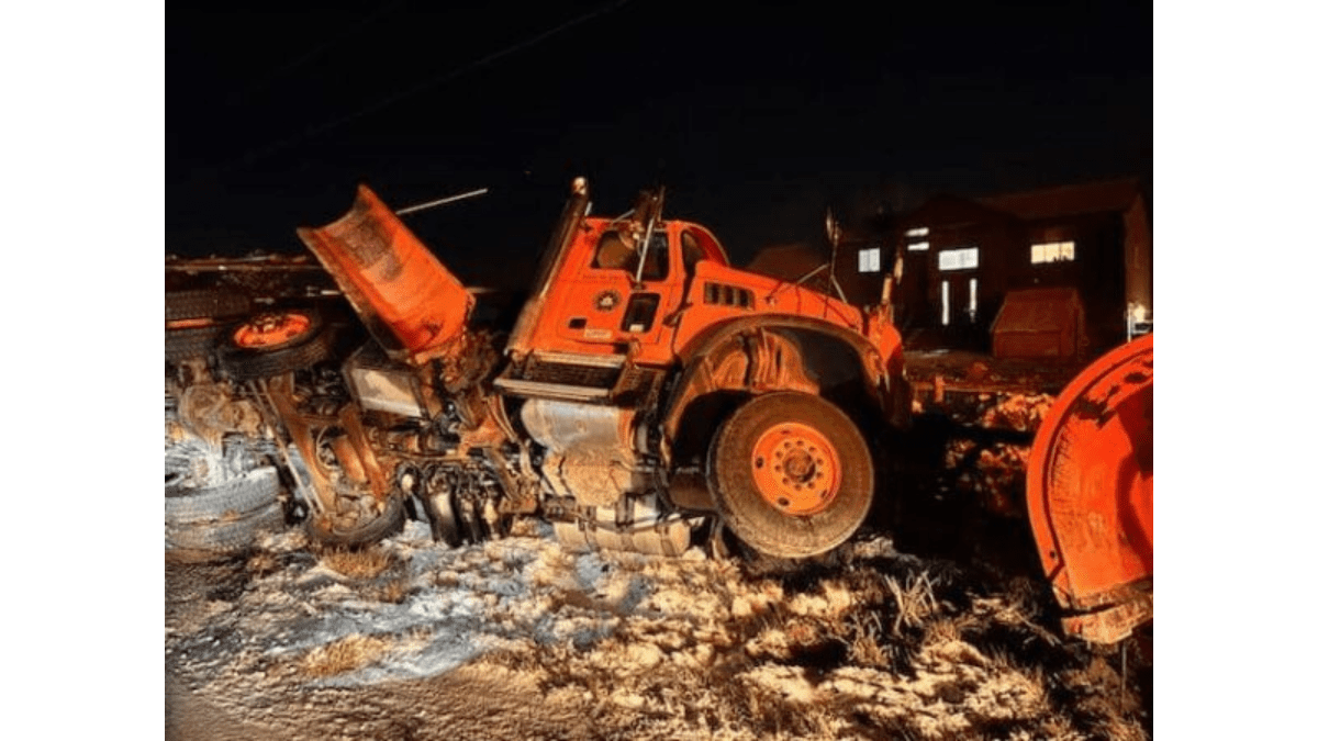 A driver attempted to pass a snowplow operator on SR-73 in Eagle Mountain, causing the snowplow to spin out of control and tip onto its side.