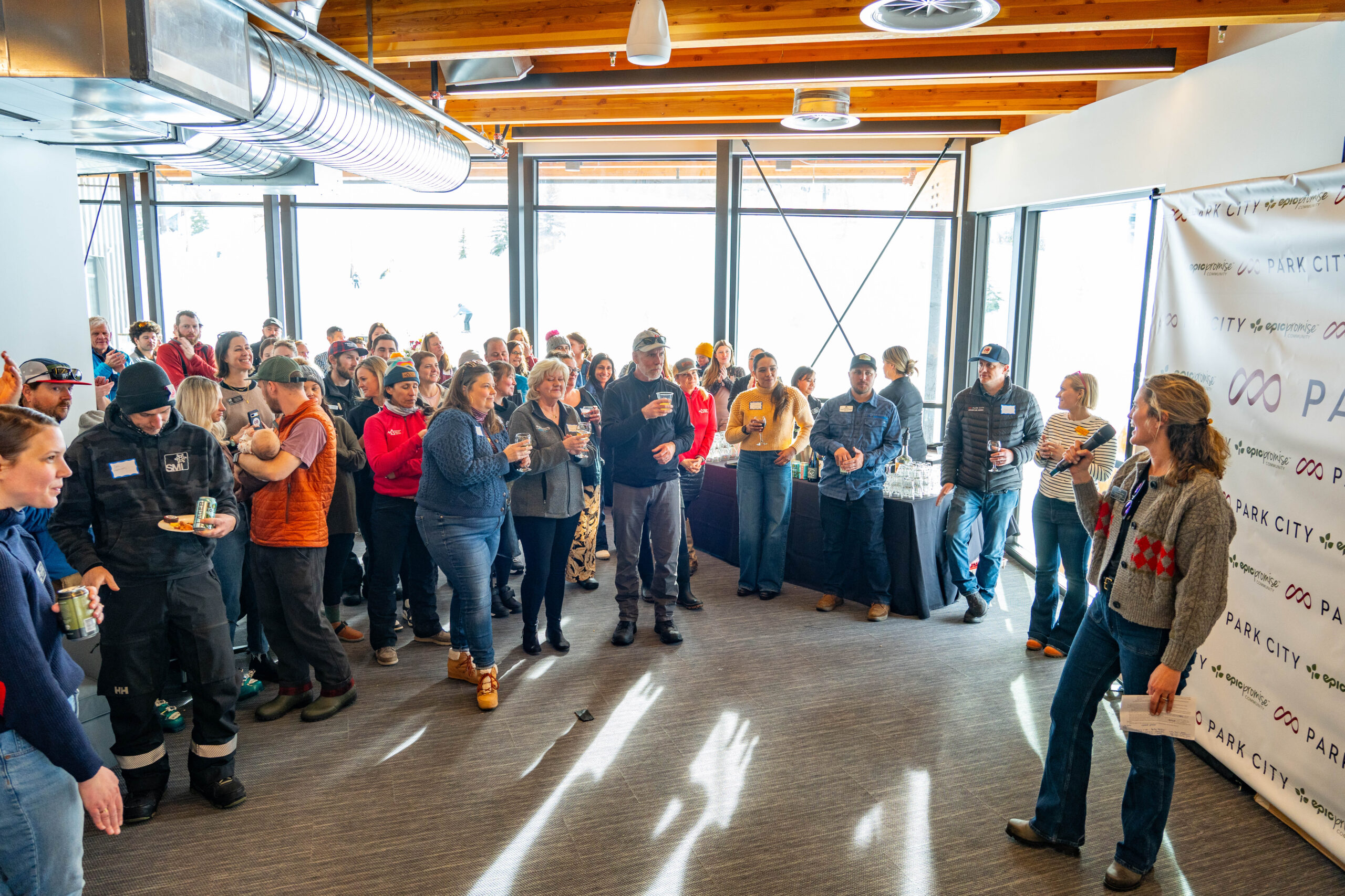 Deirdra Walsh, Vice President & Chief Operating Officer of Park City Mountain, speaks at the EpicPromise Grant Celebration at Park City Mountain