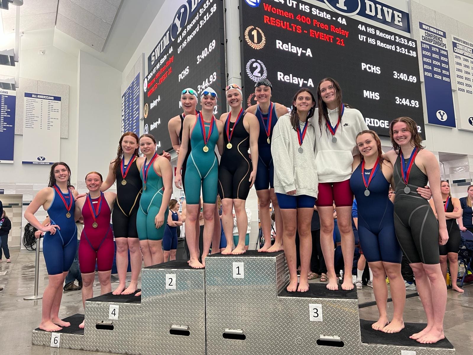 Park City High School Miners on the podium at State Championships held at BYU.