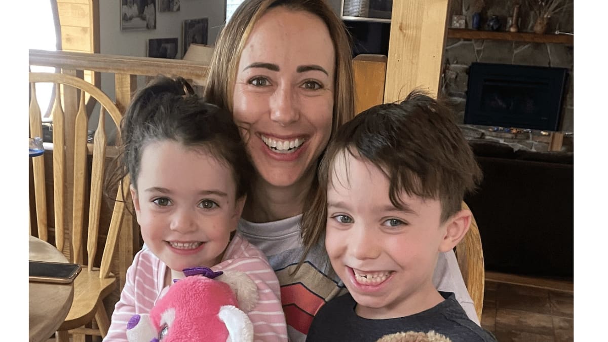Meghan Kahn with her daughter (left) Sloan, 6, and son (right) Ari, 9. Kahn was diagnosed with ALS in August 2023.
