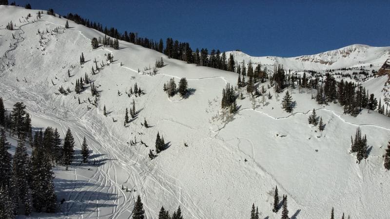 A snowmobile triggered an avalanche in American Fork Canyon, spanning 1,400 feet in width and approximately 2 feet in depth.