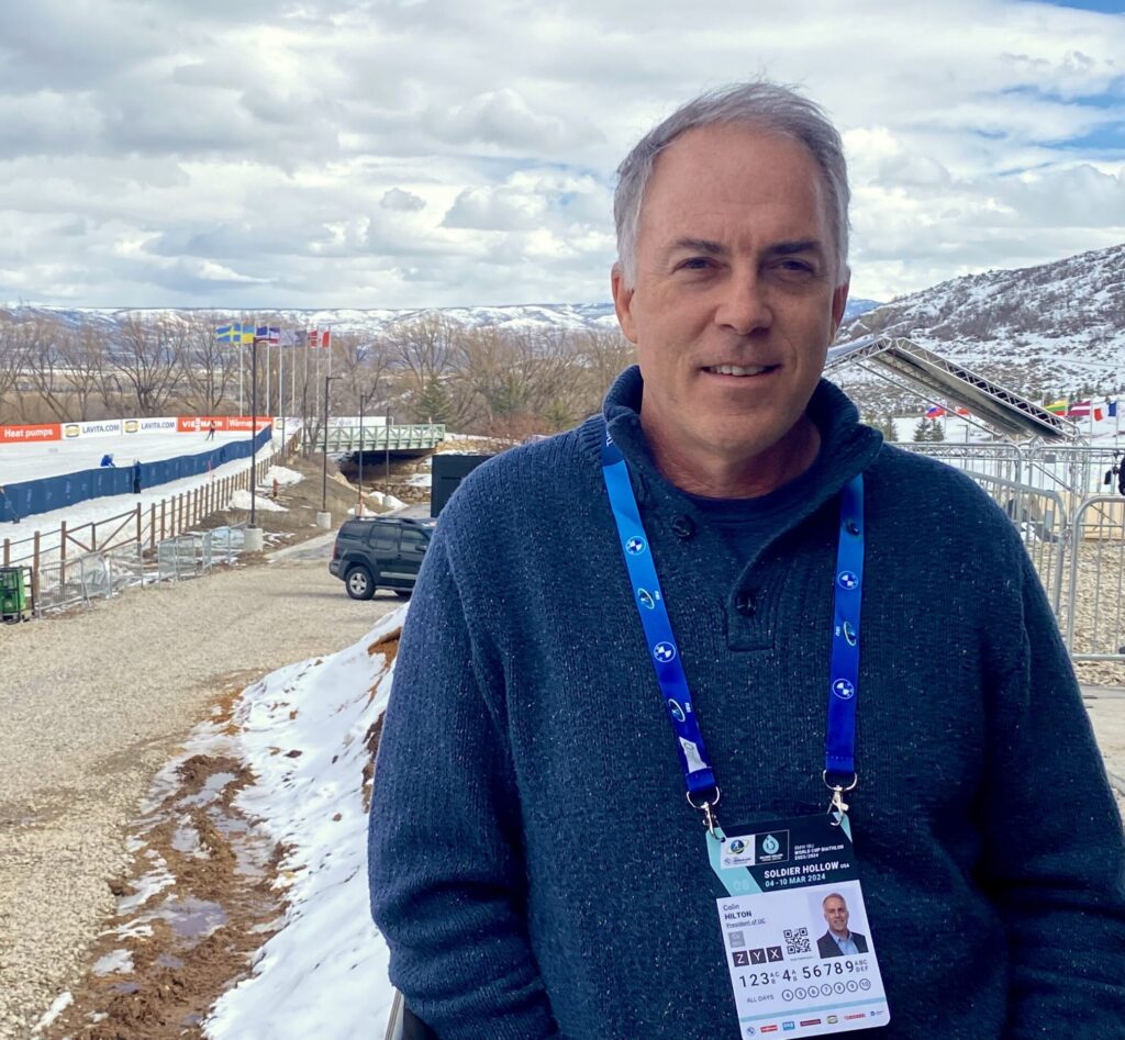 Utah Olympic Legacy Foundation's CEO Colin Hilton at the Biathlon World Cup at Soldier Hollow.