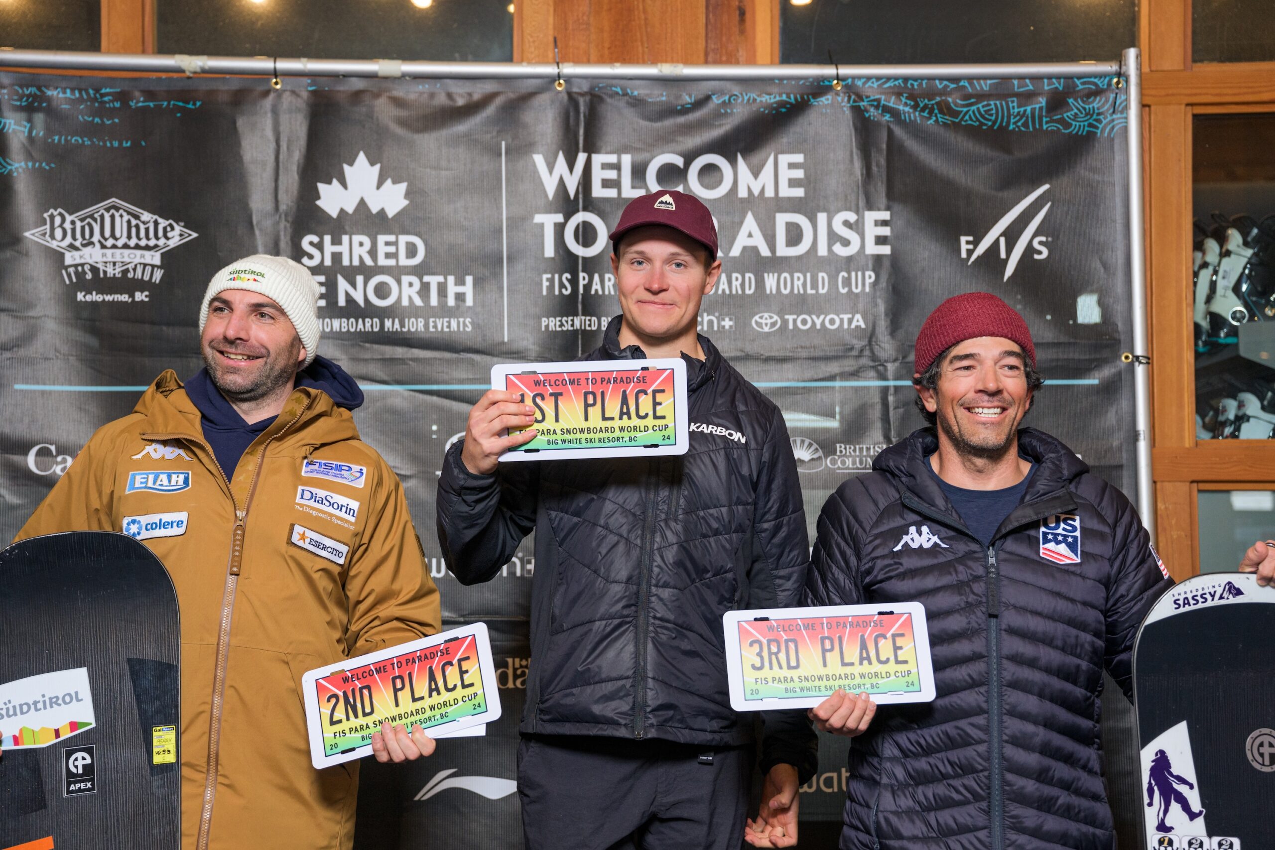 Keith Gabel smiles on the podium in Big White, Canada.