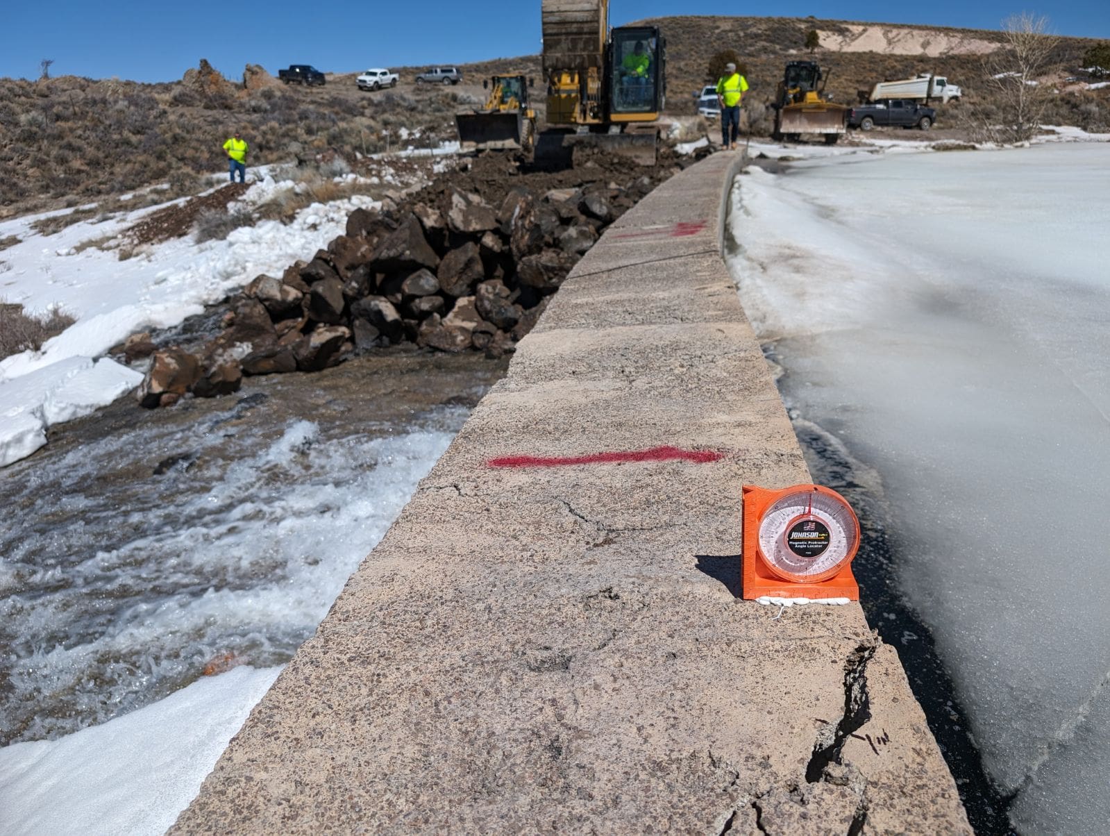 Damage to the Panguitch Dam in Garfield County, Utah, is pictured on Wednesday April 10, 2024.