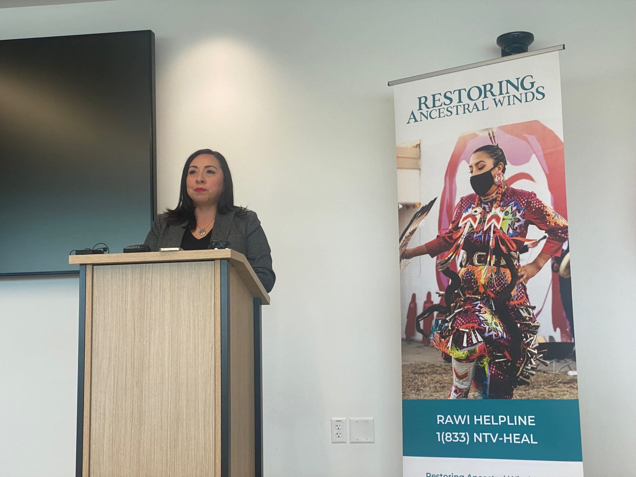 House Minority Leader Angela Romero, D-Salt Lake City, speaks during a news conference about a domestic violence and sexual assault hotline for Native Americans in Taylorsville, Utah on Monday, April 8, 2024