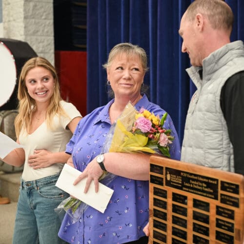 Linda Hilton, Jeremy Ranch Excellent Educator Award recipient. L to R: Shawn Kuennen Caroline Crosswhite Linda Hilton Max Doilney