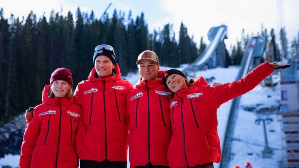 Team USA Nordic Combined athletes from left to right: Alexa Brabec, Ben Loomis, Nikals Malacinski, and Annika Malacinski.