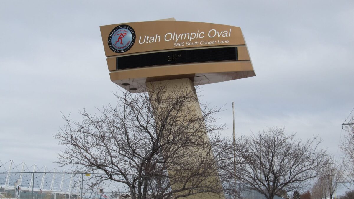 Utah Olympic Oval, venue for the Salt Lake 2002 Olympic Speedskating races.