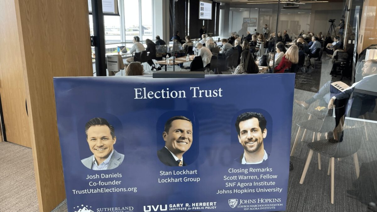 A forum on election trust takes place at Utah Valley University in Orem, Utah on Tuesday, May 7, 2024.