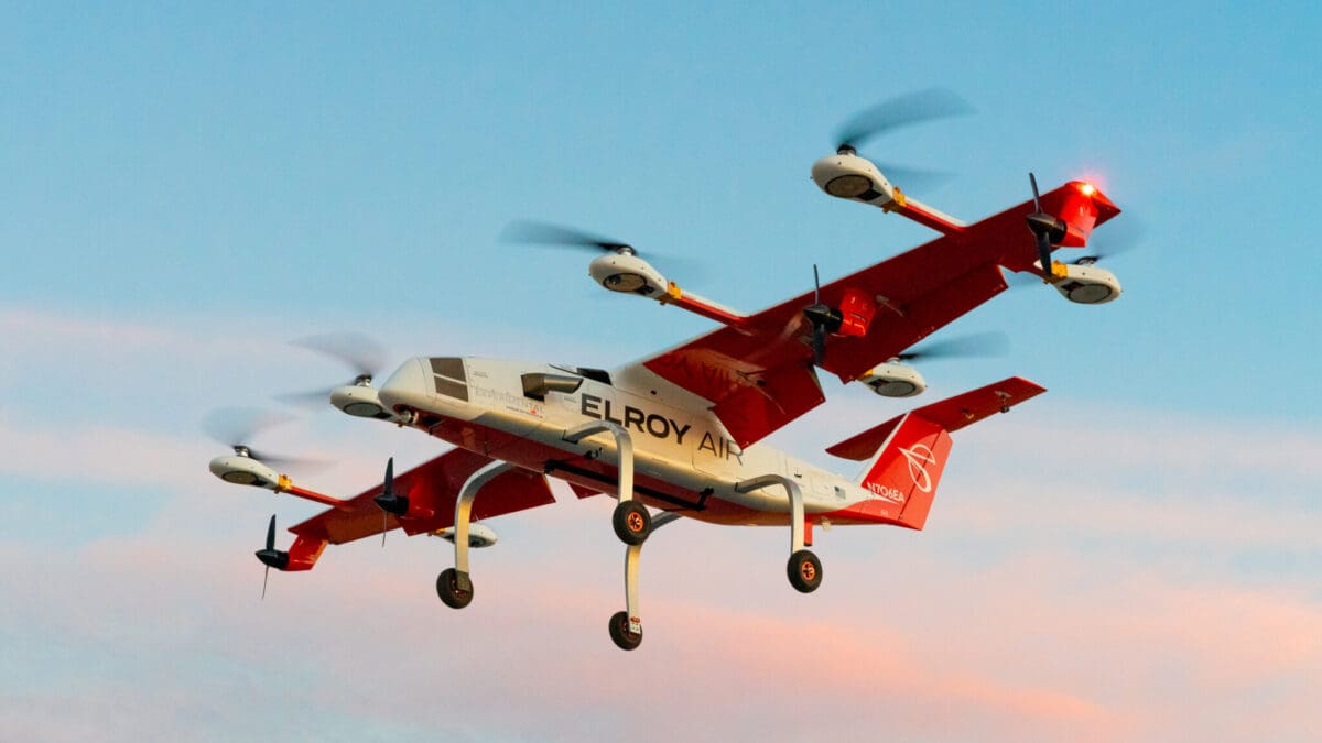 Pictured is Elroy Chaparral’s autonomous electric vertical take-off and landing aircraft for middle-mile logistics, humanitarian aid shipping, and military resupply. A new public-private partnership in Utah called Project Alta aims to transform transportation with autonomous passenger vehicles and drone deliveries in Utah by 2034.