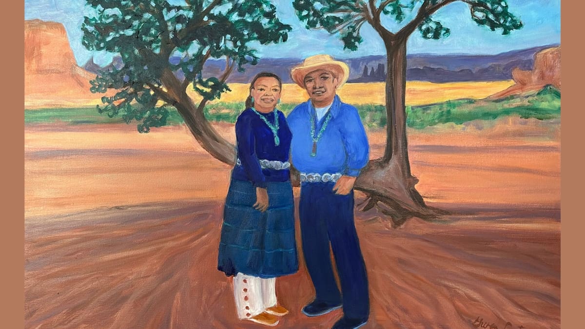 A painting of the late Larry Holiday with his wife Charlotte.