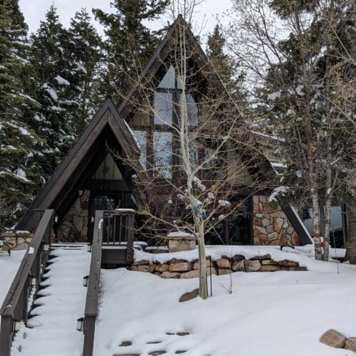 An A-frame building in Summit Park.