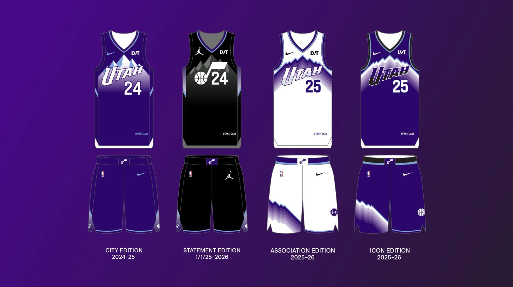 Utah Jazz Mountain Basketball jerseys for the 2024-25 season.