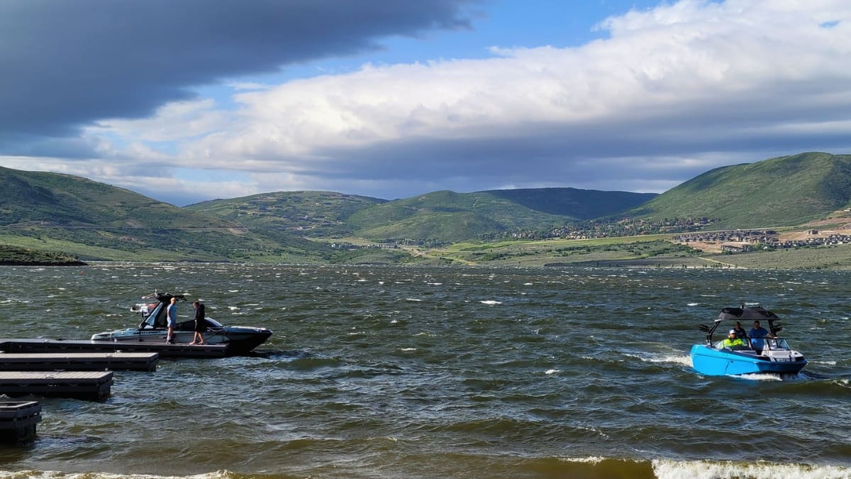 Jordanelle Reservoir on June 17, 2024. A storm with high winds rolled through the area causing one boat to capsize.