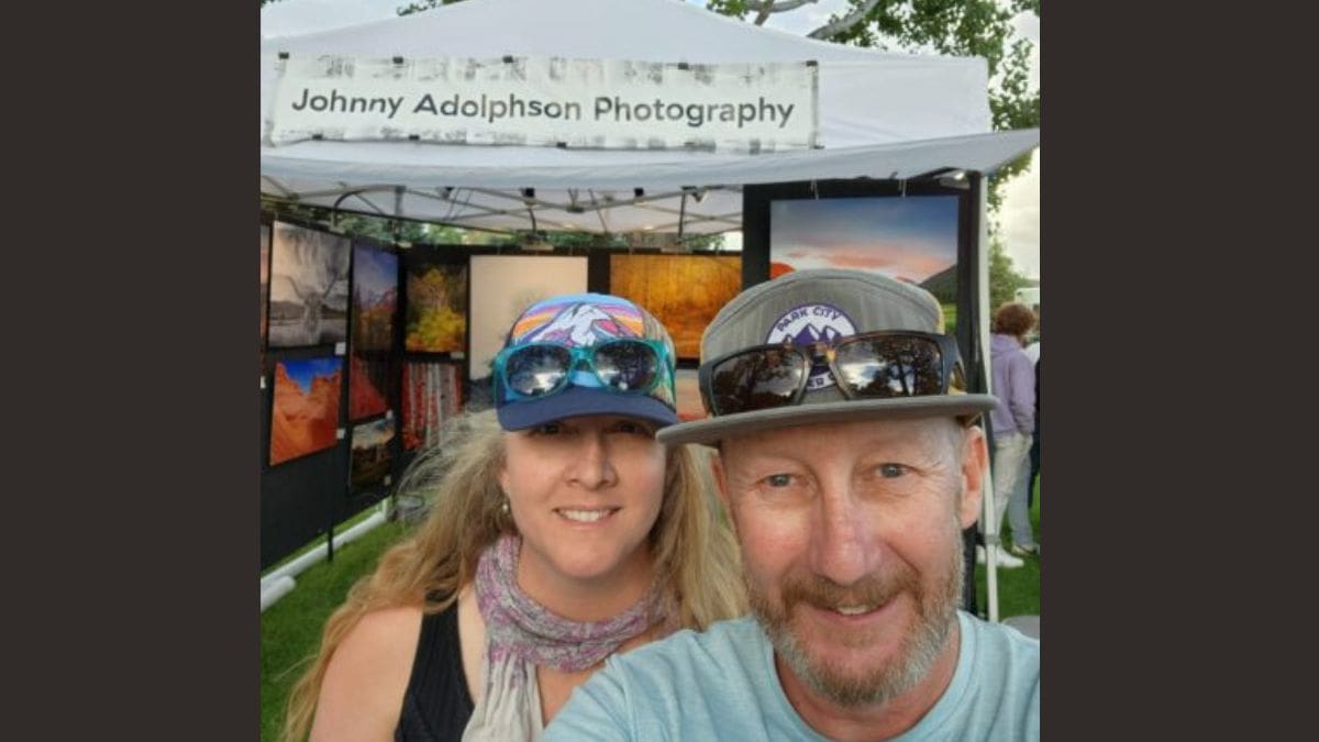 Johnny and Sherry Adolphson with their booth in Heber City.