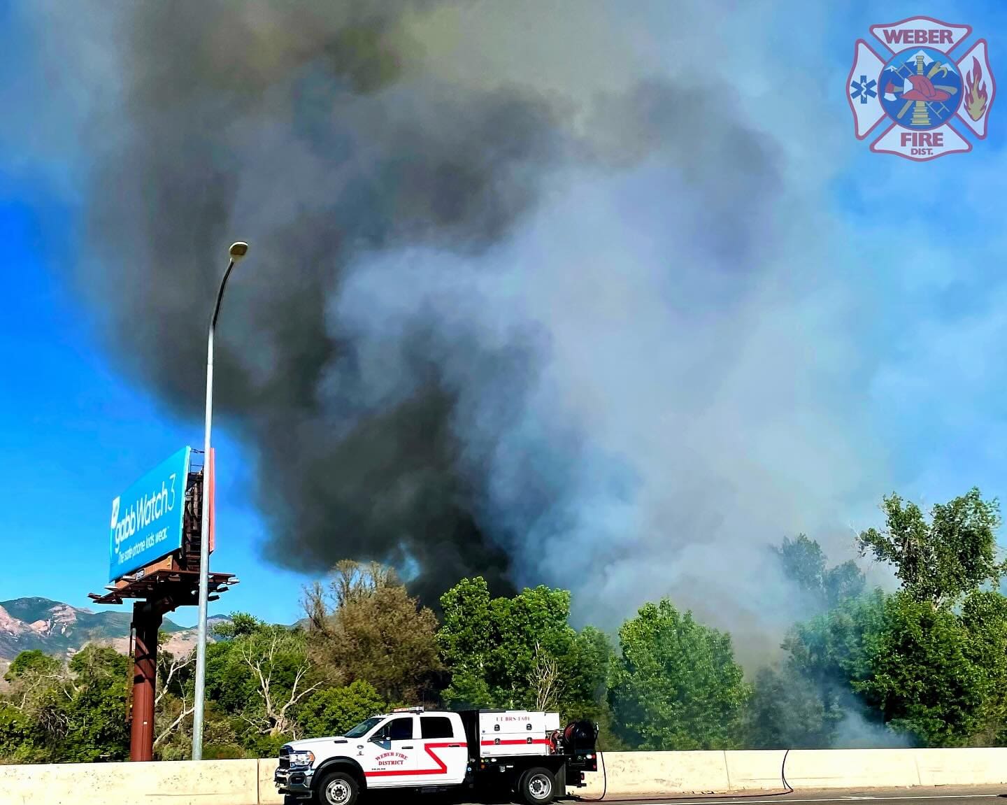 Wildfire along I-15 in Ogden.