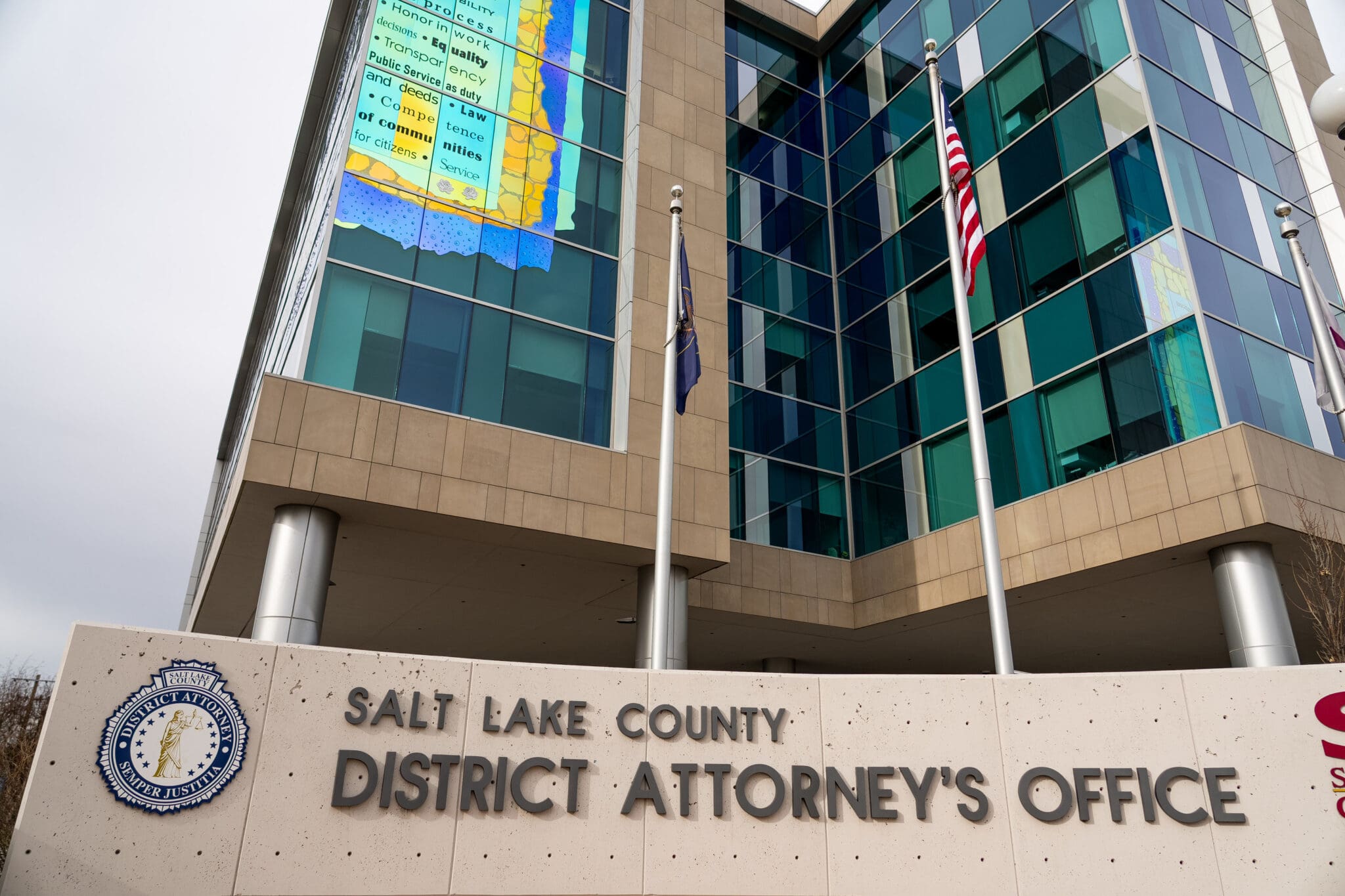 The Salt Lake County District Attorney building in Salt Lake City is pictured on Wednesday, January 3, 2024.