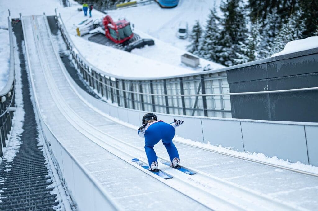 Anna Hoffmann riding off into the proverbial sunset at the Utah Olympic Park after retiring. 