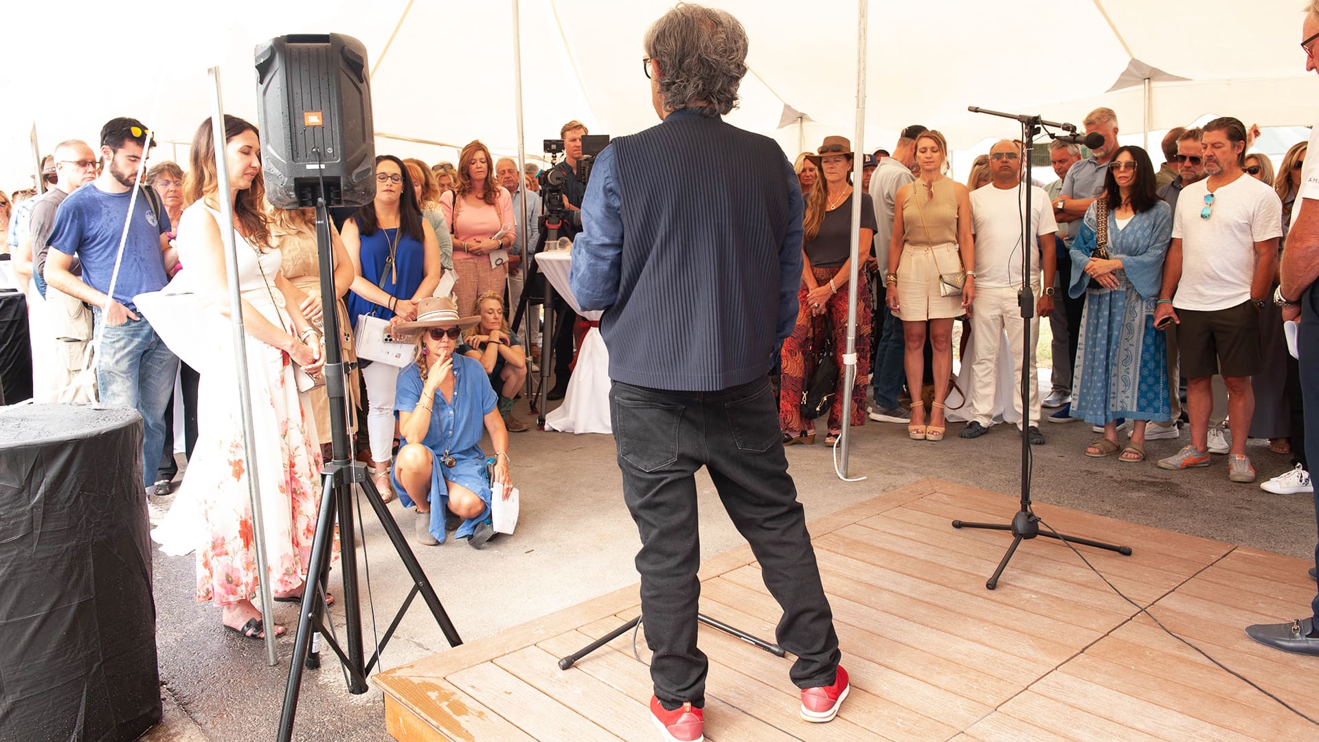 Deepak Chopra leads a meditation at Ameyalli.