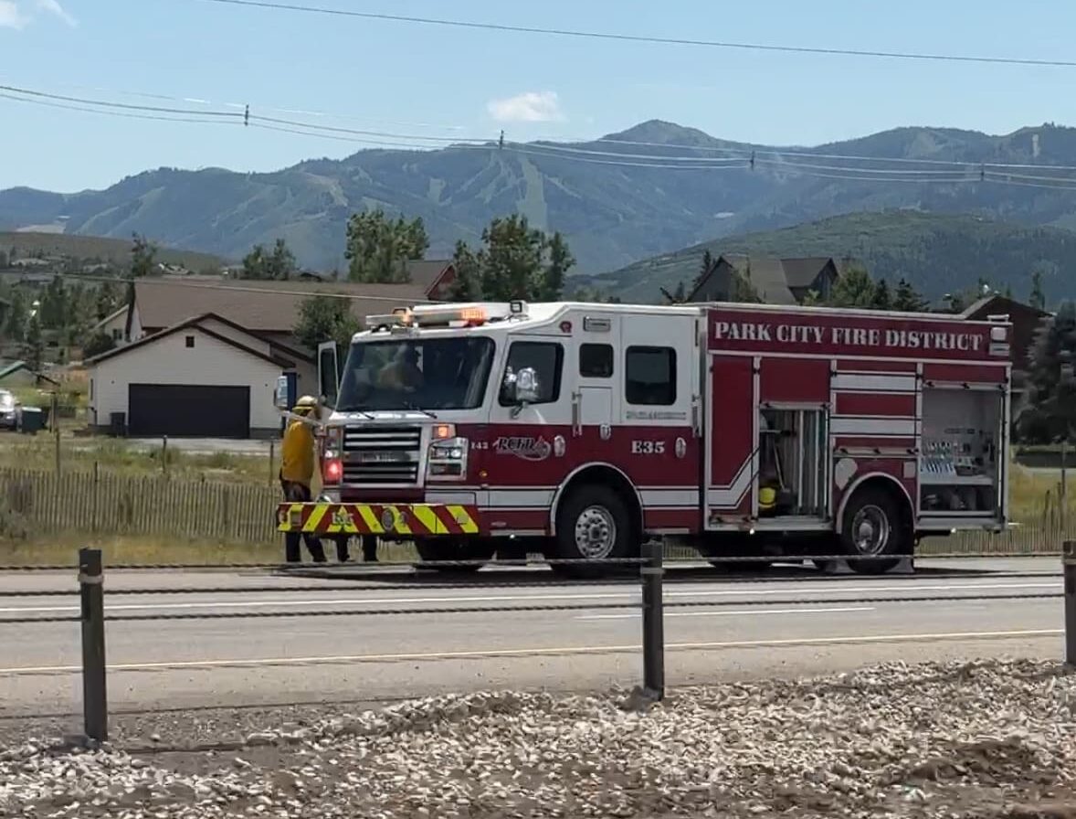 Engine 35 responds to a fire near EB I-80 at MP 146 (West of US-40) Summit Co. temporarily closing the right lane around 2:00 p.m. today