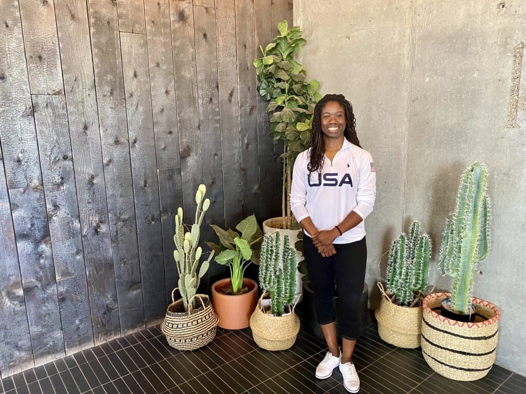 Olympic speedskater Erin Jackson who lives in Salt Lake City and trains at the Utah Olympic Oval.