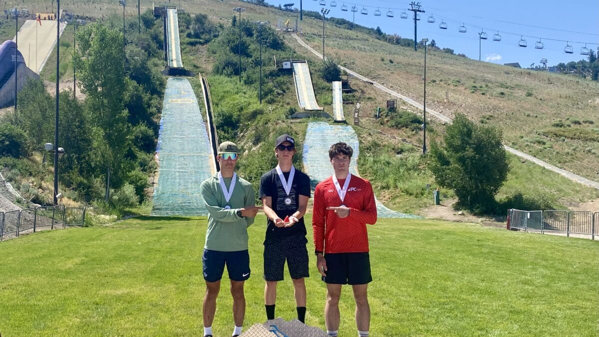 Steamboat Springs' Arthur Tirone in first, Chicago's Anders Giese in second, and Park City's Root Roepke in third place at the Springer Tournee's nordic combined 90m/5km U20, men. Not pictured is Roepke's younger brother, Augie, in fourth place. Those four athletes will leave in two days for a two week U.S. Ski & Snowboard-sanctioned training camp in Germany, Italy, Slovenia, and Austria.