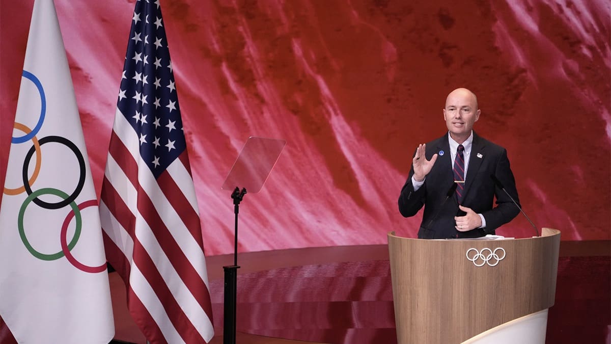 Utah Gov. Spencer Cox speaks during the final presentation to the IOC on Wednesday July 24, 2024.