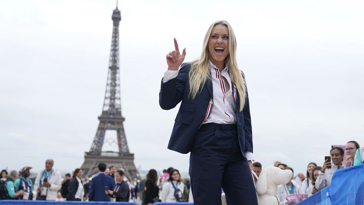 Lindsey Vonn arrives in Paris before the Opening Ceremonies on July 26, 2024.