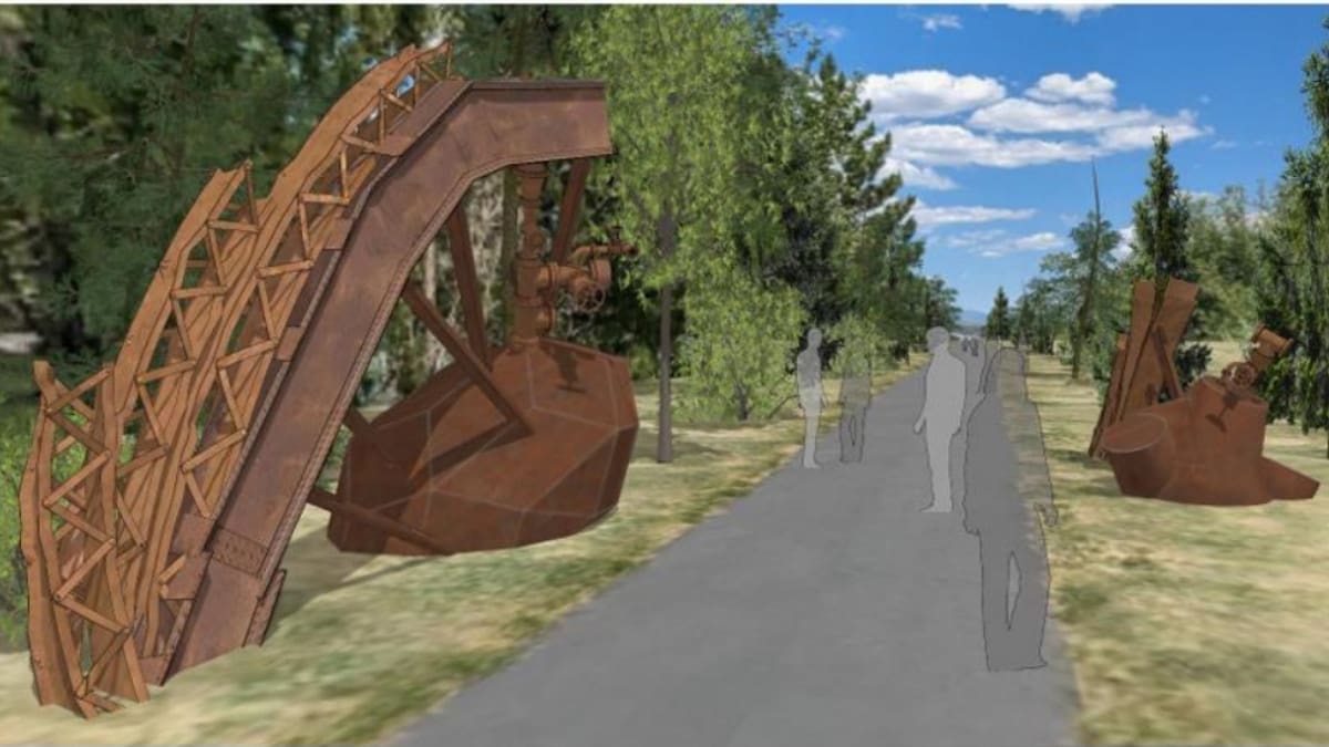 Daly West Legs sculpture on Rail Trail rendering.