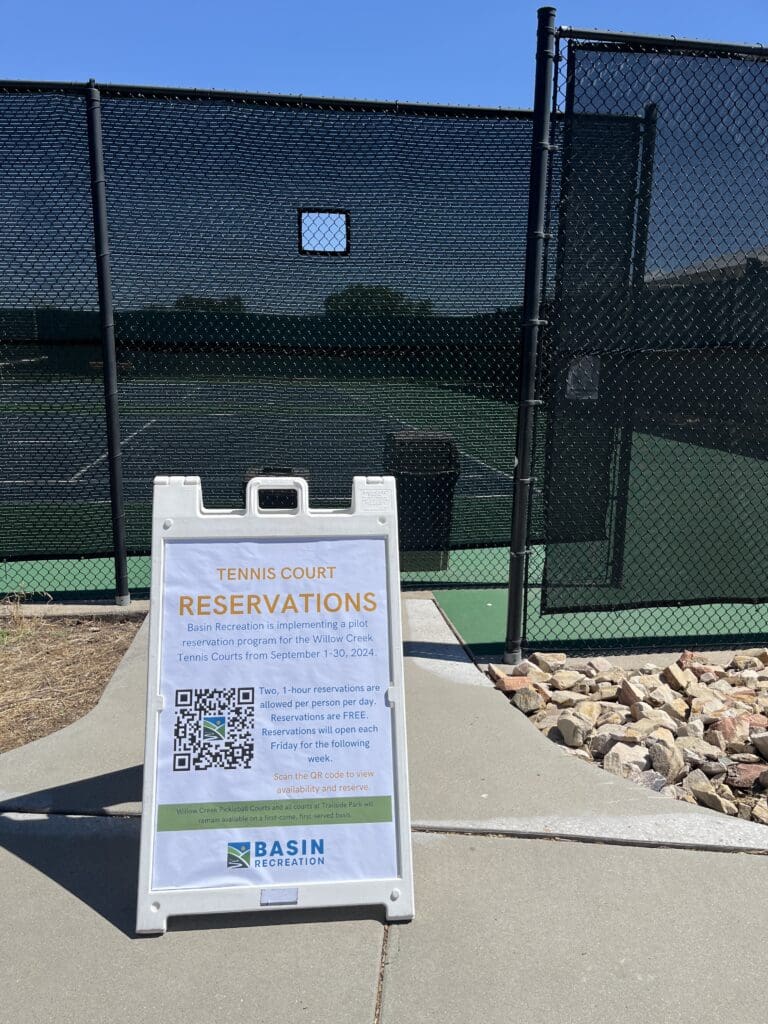 Tennis court reservations will be implemented at Willow Creek Park for the month of September. 