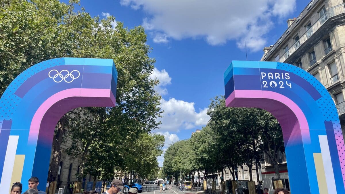 The starting line for the Marathon in Paris at the 2024 Olympic Games an event in which two Utah athletes finished top ten.