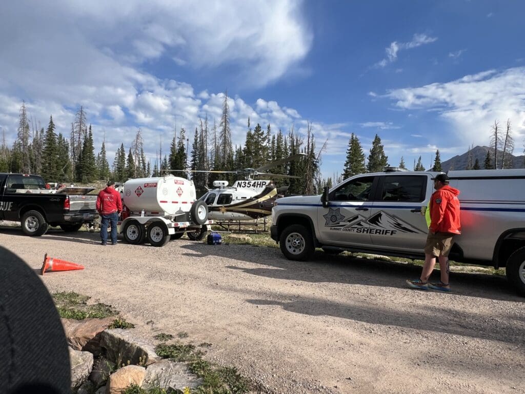 Search and rescue stages near the Highline trailhead in the Uintas Saturday, August 10, 2024.