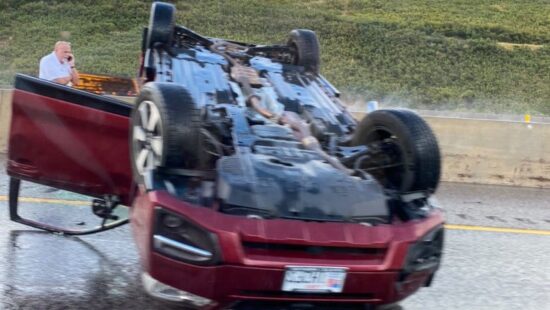 Rolled vehicle in Parleys Canyon