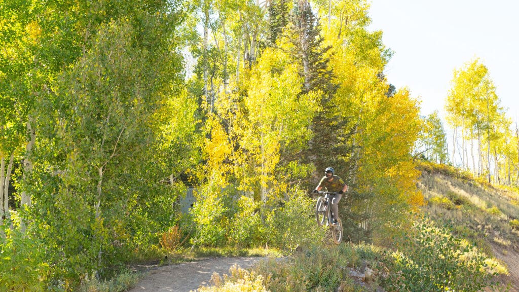 Mountain-biking Deer Valley, fall foliage.