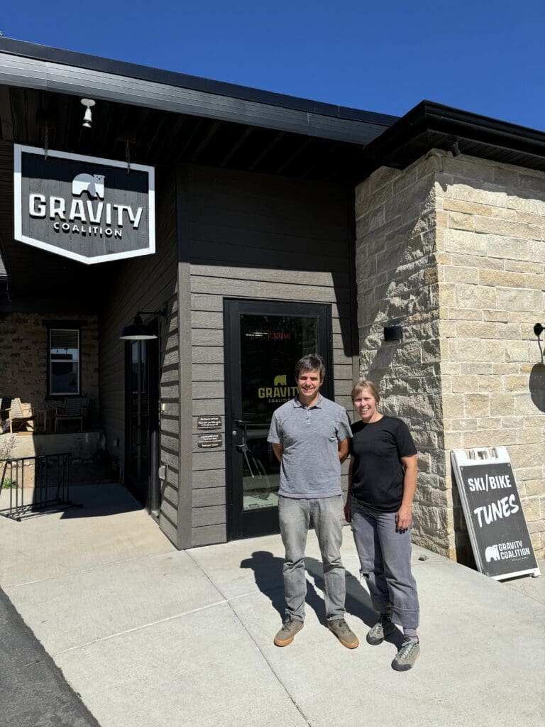 Jennie and Kody outside their shop, Gravity Coalition.