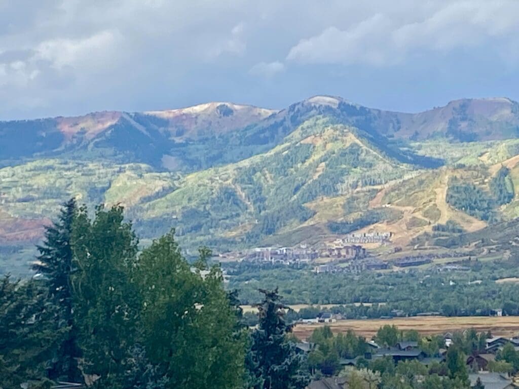 Snow-capped peak of Park City Mountain Canyons Village, September 17, 2024