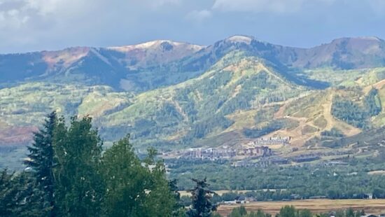 Dusting of snow on top of Park City Mountain Canyons Village Sept 17, 2024