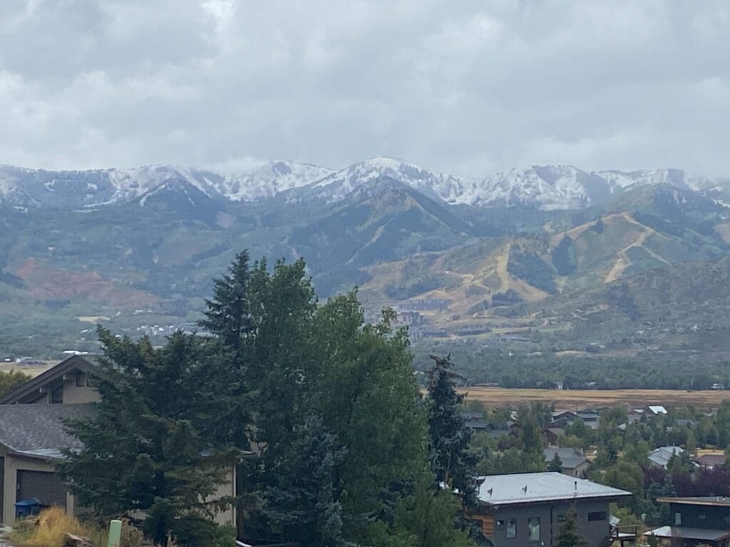 Dusting of snow on top of Park City Mountain Canyons Village Sept 17, 2024 