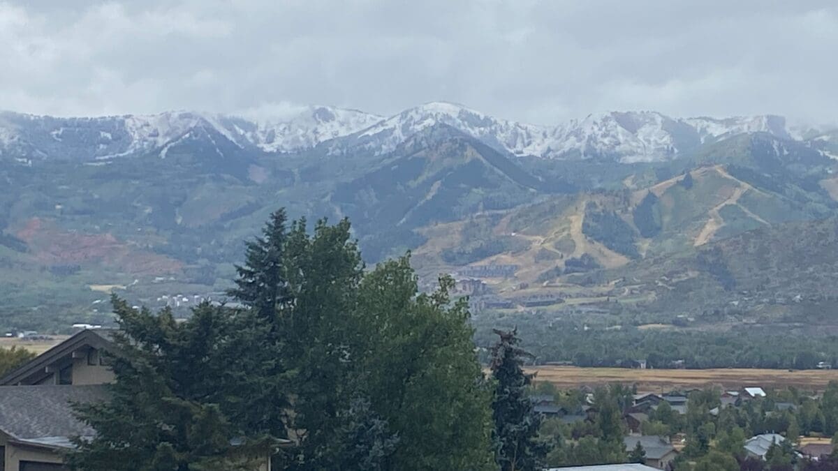 Dusting of snow on top of Park City Mountain Canyons Village Sept 17, 2024.