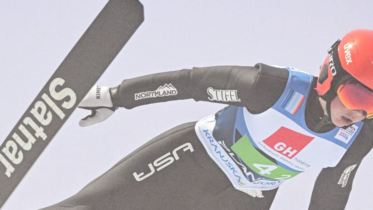 Member of the 2024/2025 Ski Jumping Team, Jason Colby at Planica 2024, Nordic Junior World Ski Championships. Ski Jumping Men Team Competition HS 102. Planica, Slovenia.