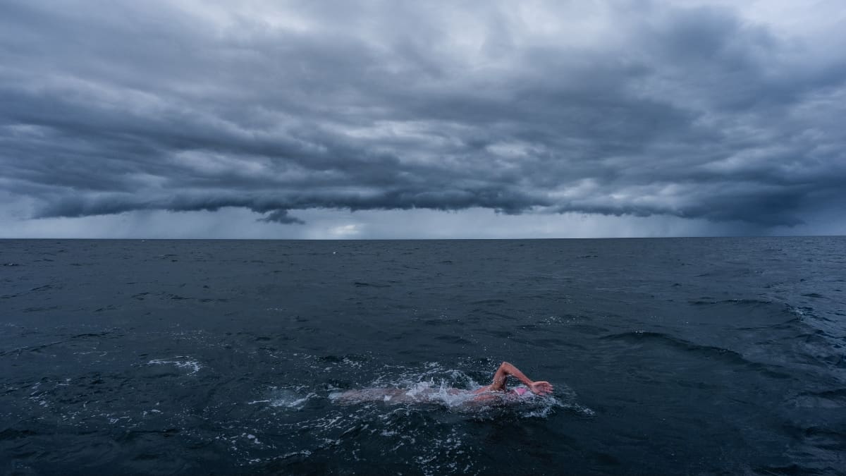 Rob Lea swims the North Channel between Northern Ireland and Scotland on Aug. 29, 2024.