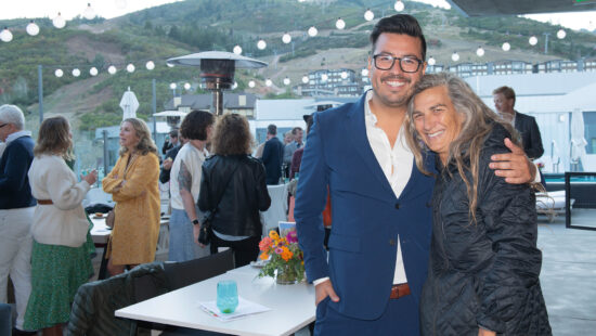 Park City Community Foundation's Vice President of Equity & Impact Diego Zegarra was the auctioneer for the EATS and Summit Gardens fundraiser at the Poolhouse at Pendry Hotel