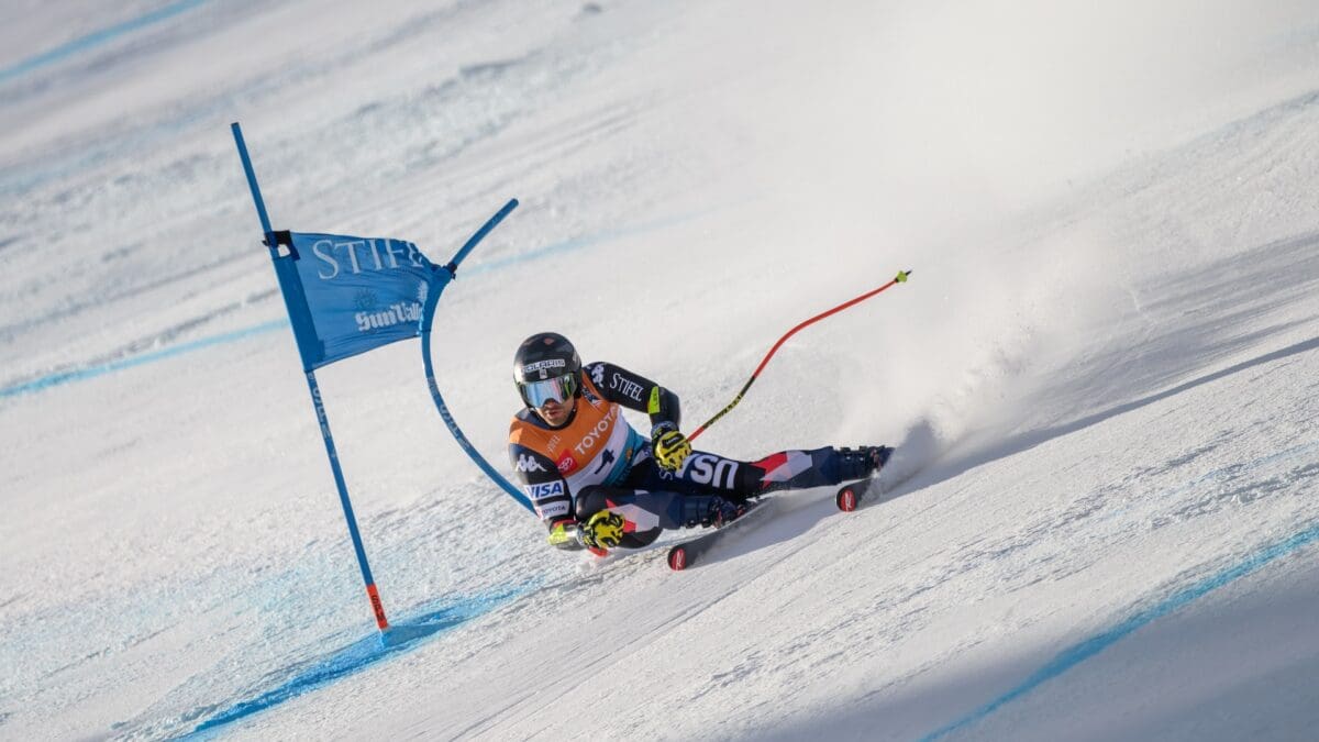 Isaiah Nelson races at Sun Valley, Idaho. 2024 Toyota US Alpine Championships, Super G.