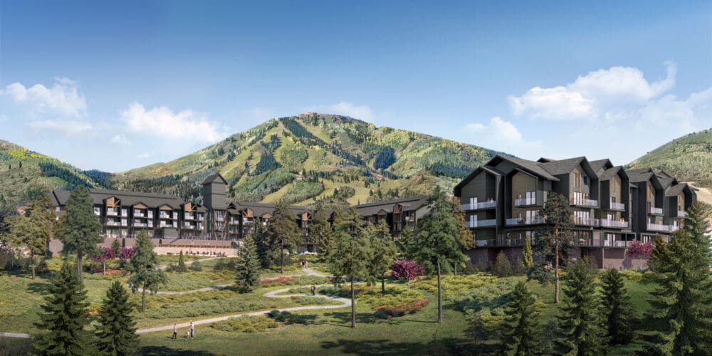 Rendering of the Mason Resort in Spring across from Deer Valley.