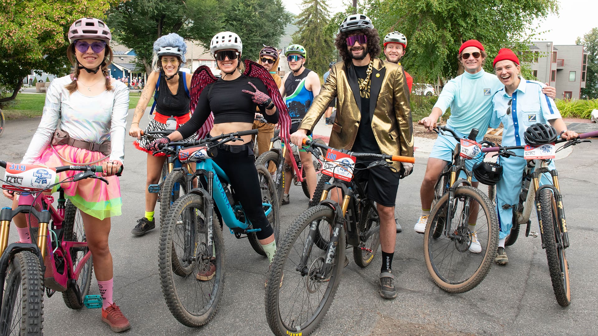A motley crew of riders gets ready to start at City Park in the Tour de Suds - 40th anniversary ride. (Randi Sidman-Moore)