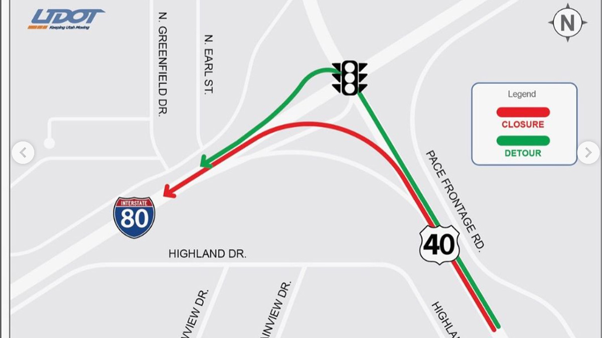 A map of the detour planned as work on the US 40 flyover begins.