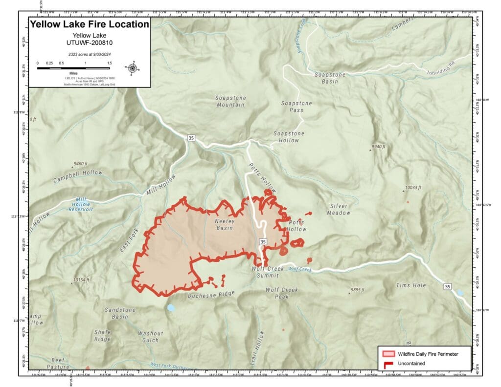 Yellow Lake Fire Location.