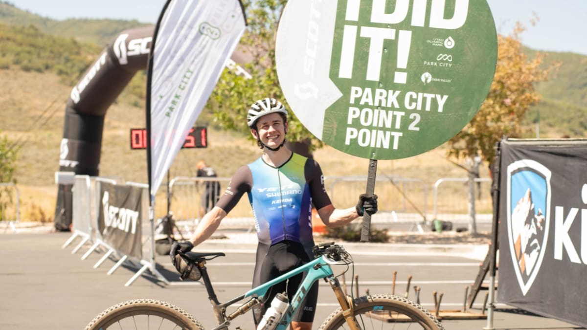 Zach Calton at the Park City Point 2 Point Finish Line, Aug. 31, 2024.